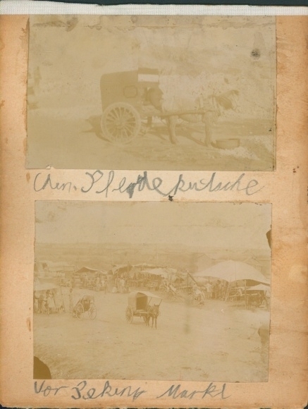 Photo China, market in front of Beijing, horse-drawn carriage, executed traitors