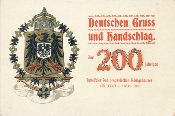 Glitter Coat of Arms Chromo-Litho 200th Jubilee of Prussia. Royal House 1901