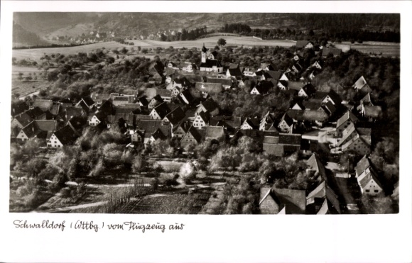 Postcard Schwalldorf Rottenburg am Neckar, aerial photograph