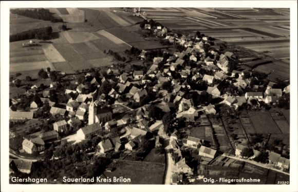 Postcard Giershagen Marsberg in the Sauerland, aerial photograph