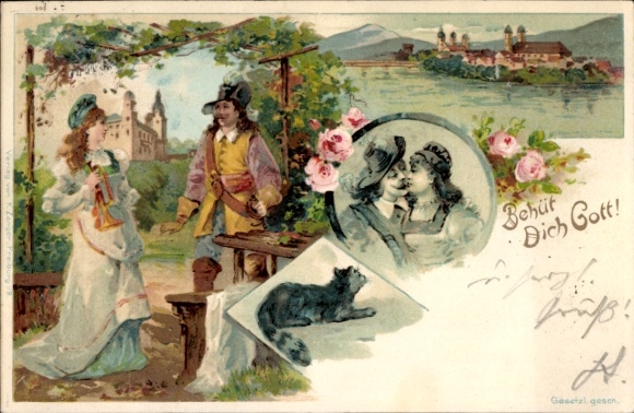 Chromo-Litho Trumpeter of Säckingen, God bless you, cat