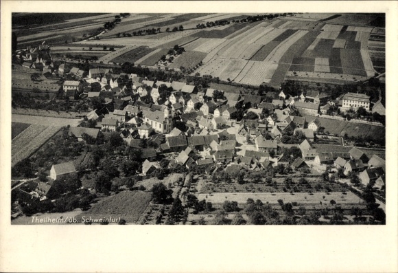 Postcard Theilheim in Lower Franconia, aerial photograph