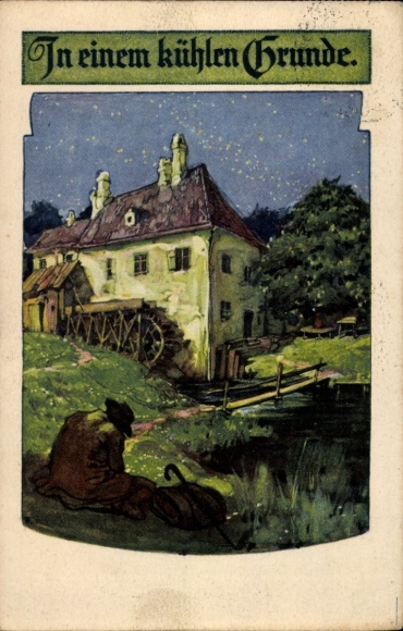 Ak In einem kühlen Grunde, Wassermühle