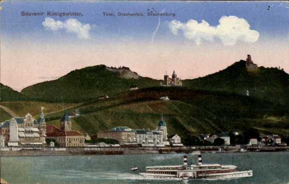 PC Königswinter am Rhein, souvenir Drachenfels, Drachenburg, steamship