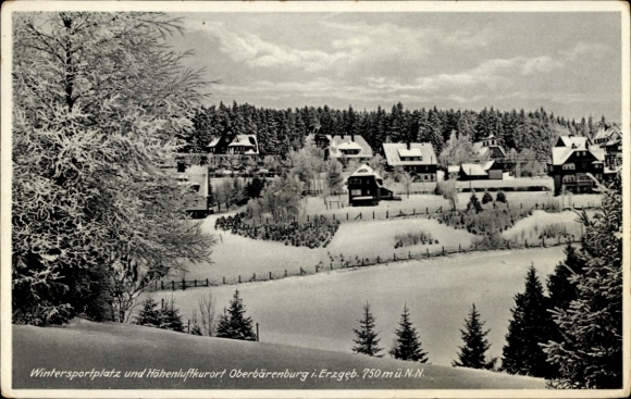 Ak Oberbärenburg Altenberg im Erzgebirge, Wintersportplatz, Höhenluftkurort, verschneite Landscha