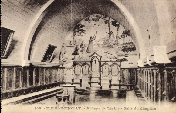 Postcard Ile Saint Honorat Îles de Lérins Alpes Maritimes, Abbaye de Lésins, Salle du Chapitre, Interior