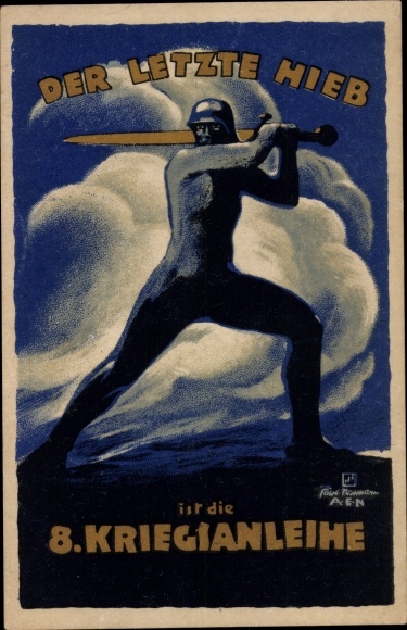 Artist Postcard The last blow is the 8th war bond, soldier with sword