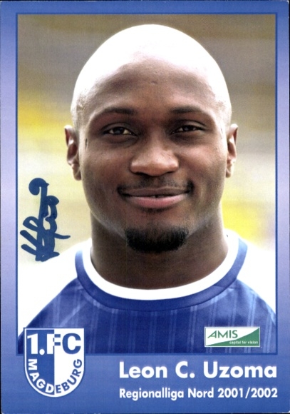 Autogrammkarte Fußballer Leon C. Uzoma, 1. FC Magdeburg, Autogramm