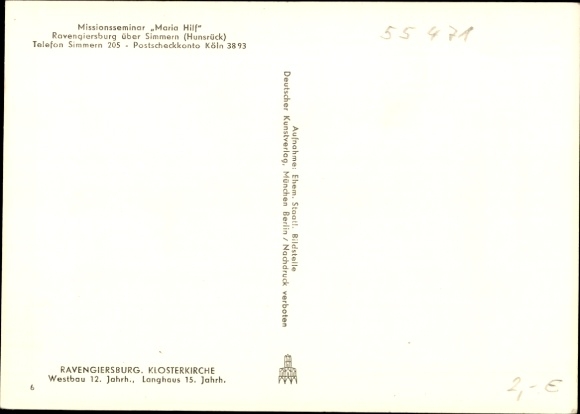 Postcard Ravengiersburg in the Hunsrück, Mission Seminary Maria Hilf