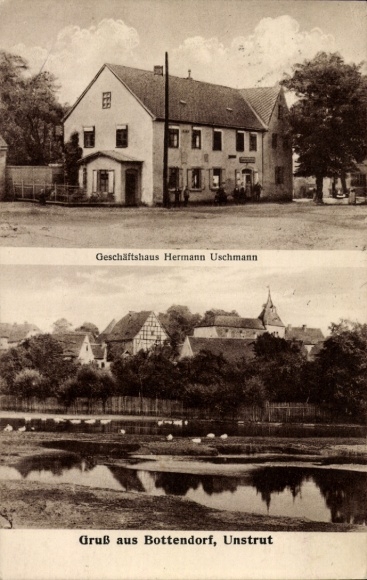 Ak Bottendorf Roßleben im Kyffhäuserkreis, Geschäftshaus Hermann Uschmann