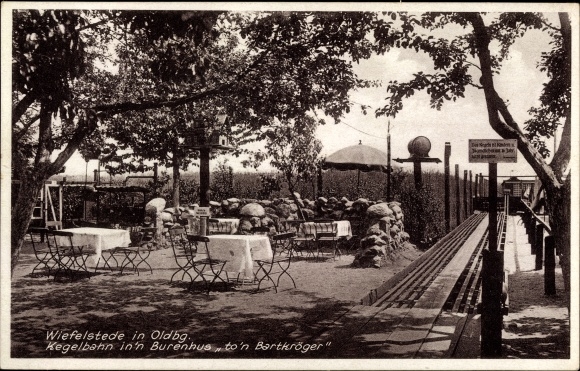 Postcard Wiefelstede in Ammerland, Burenhaus to &#39;n Bartkröger, bowling alley