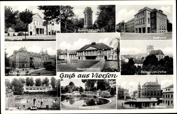 PC Viersen in North Rhine-Westphalia, festival hall, Remigius Church, main station, hospital, Neumarkt