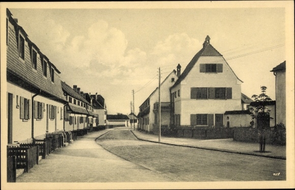 Postcard Dresden Nord Hellerau, Am grünen Zipfel, residential buildings in the settlement, architect Riemerschmid