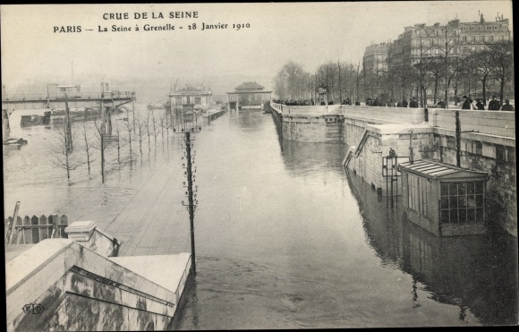 Ansichtkaart Paris XV, La Seine a Grenelle, Crue de la Seine 1910