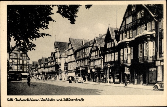 Postcard Celle in Lower Saxony, half-timbered houses, Stechbahn, Zöllnerstraße