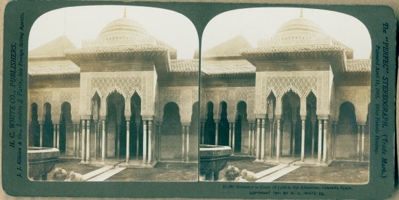 Stereo photo Granada Andalusia Spain, Alhambra, partial view