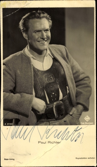 Postcard actor Paul Richter, portrait, Ross 3119/1, autograph