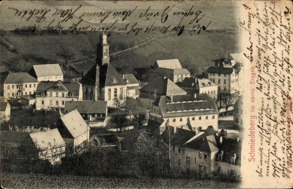 Postcard Schmiedeberg Dippoldiswalde in the Erzgebirge, partial view