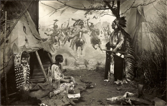 Ak Radebeul, Karl May Museum, thuiskomst, strijd, indianen