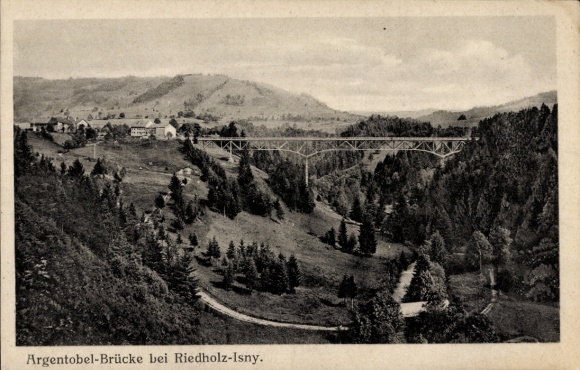 Ak Riedholz Isny im Allgäu, Argentobelbrug