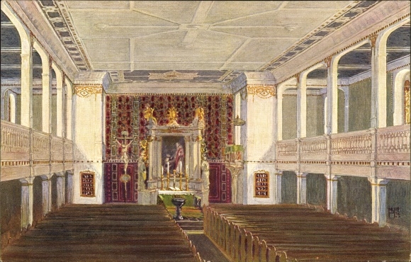 Postcard Rodewisch in Vogtland Sachsen, interior of the renovated church