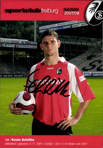 Autogrammkarte Fußballer Kevin Schlitte, SC Freiburg, Autogramm