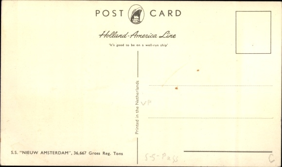 Postcard HAL Steamer New Amsterdam, Holland-America Line