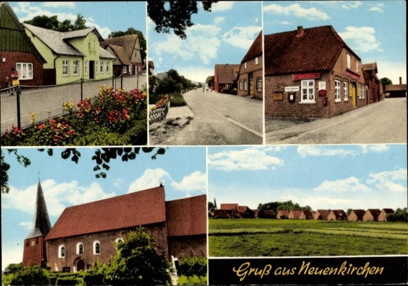 Ak Neuenkirchen in Dithmarschen, gedeeltelijk uitzicht, kerk