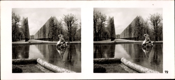 Stereo spatial image photo &quot;Greater Germany&#39;s rebirth&quot;, No. 72, Vienna 13, Schönbrunn Palace Park