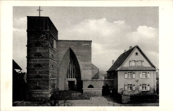 Postcard Bischofsheim Maintal in Hesse, Catholic Christ-Königskirche, Bischofsheim, detailed architecture