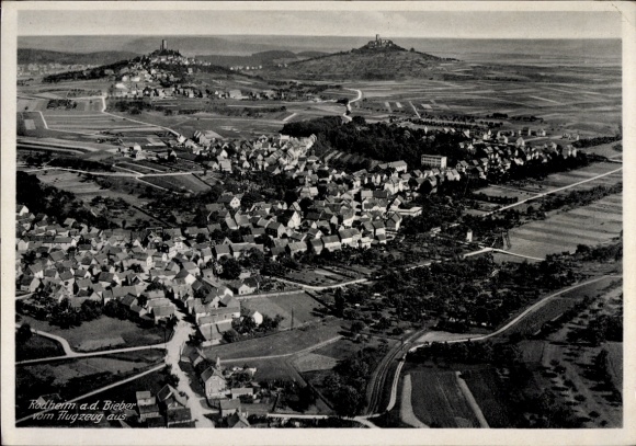 Postcard Rodheim Bieber Biebertal in Hesse, aerial photograph