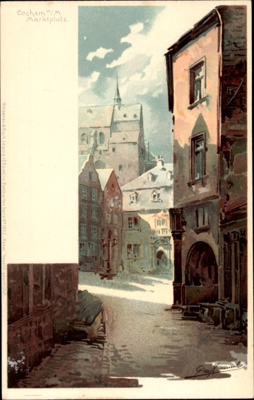 Künstler Litho Cochem an der Mosel, Marktplatz