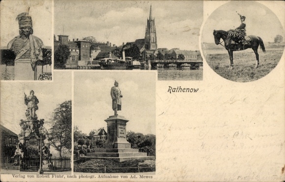 Ak Rathenow in Havelland, diverse uitzichten, historische beelden, rivierlandschap