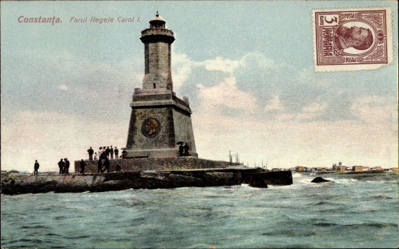 Postcard Constanța Konstanza Rumänien, King Charles I Lighthouse.