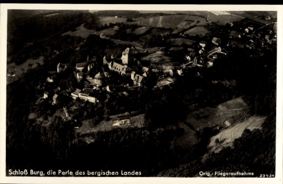 Postcard Burg an der Wupper Solingen, Castle the pearl of the Bergisches Land, aerial photograph