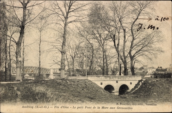 Postcard Andresy Yvelines, Fin d'Oise, The little bridge over the frog pond