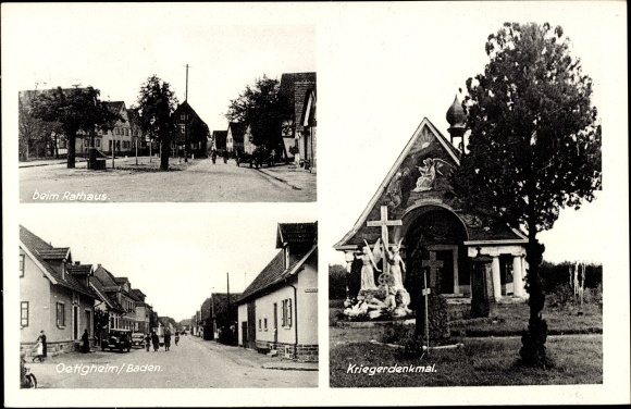 PC Oetigheim Baden Württemberg, lot at the town hall, war memorial