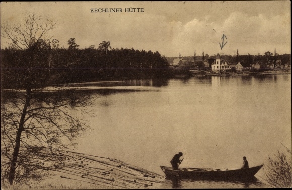 Postcard Zechlinerhütte Stadt Rheinsberg in the Mark, water game, rowing boat