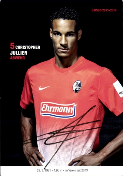 Autogrammkarte Fußballer Christopher Jullien, SC Freiburg, Autogramm