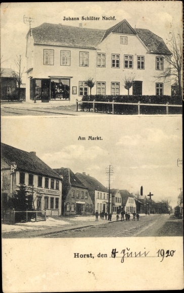 Ak Horst Schleswig Holstein, Johann Schlueter Nachf., Op de markt
