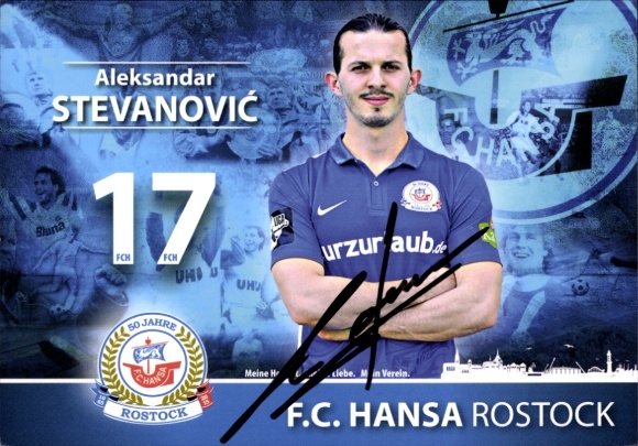 Autograph card footballer Alexander Stevanovic, FC Hansa Rostock, autograph
