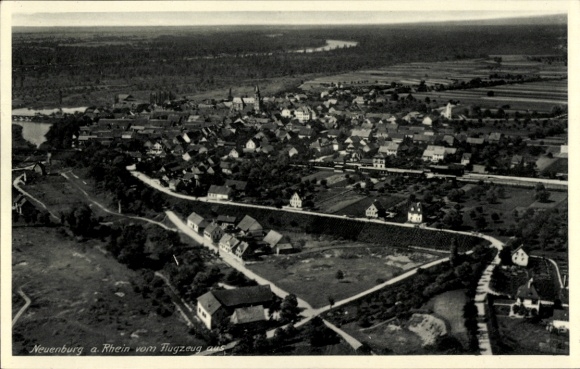 Postcard Neuenburg am Rhein Baden, aerial photograph