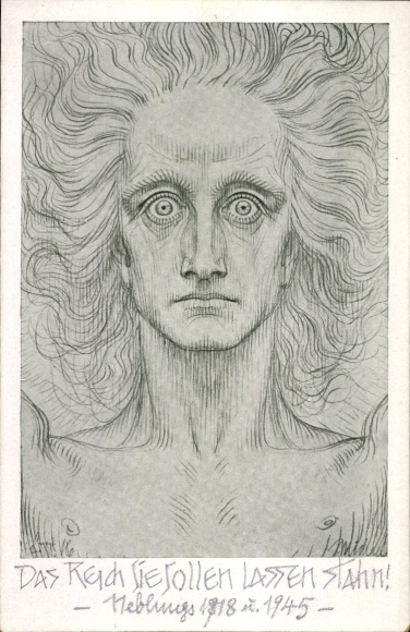 Art Nouveau artist Postcard Fidus, Michael Antlitz, Autograph Fidus 1946