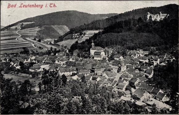 Ak Leutenberg in Thüringen, Stadtpanorama, Talansicht, Felder