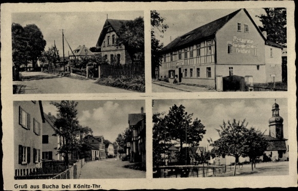PC Bucha Unterwellenborn in Thuringia, restoration and butcher shop, town views
