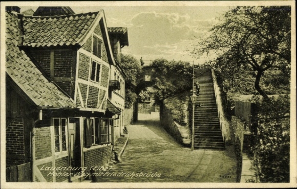 Postcard Lauenburg Elbe, Hohlerweg, Friedrichsbrücke