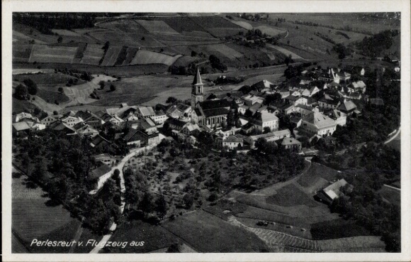 Postcard Perlesreut in Bavaria, aerial photograph