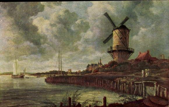 Artist Postcard Ruisdaele, Mill at Wyck, Windmill at the Harbor, Degi 1095