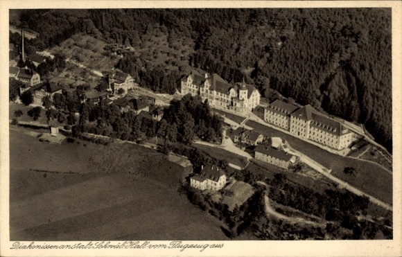 Postcard Schorndorf in Remstal Württemberg, aerial photo of the Deaconess Institution Schmal Hall, from the aircraft a
