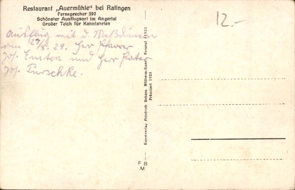 Postcard Ratingen North Rhine Westphalia, Auermühle